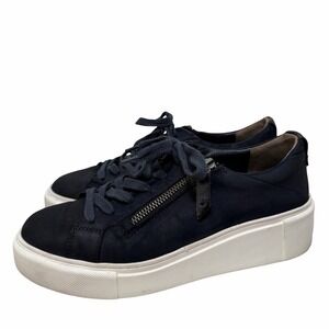 Paul‎ Green Womens Skylar Leather Lace Up Side Zip Comfort Sneakers Size 5 Navy